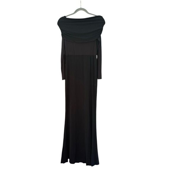 NWT Commense Women's Semi-Sheer Off-Shoulder Mesh Long Sleeve Long Dress Black - Picture 6 of 7